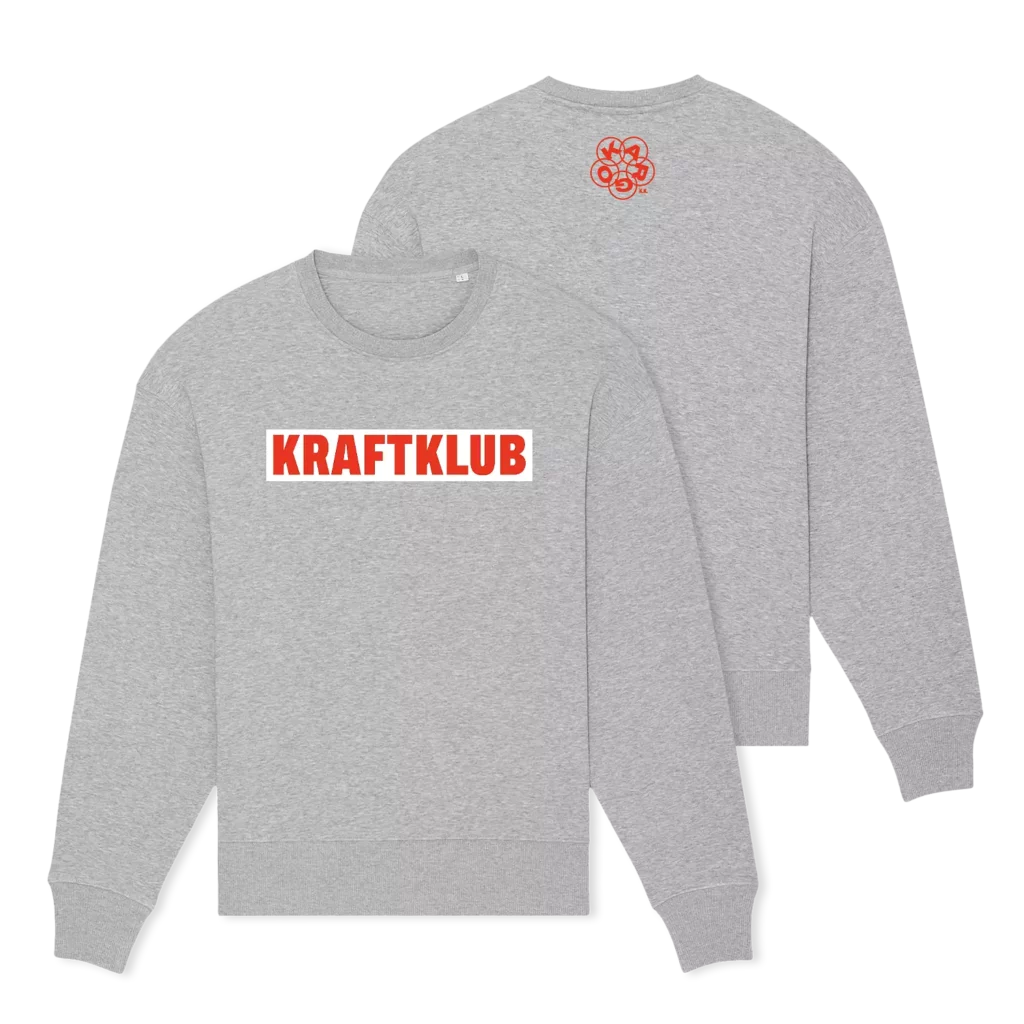 KRAFTKLUB - SWEATER - LOGO RED - GRAY MELANGE